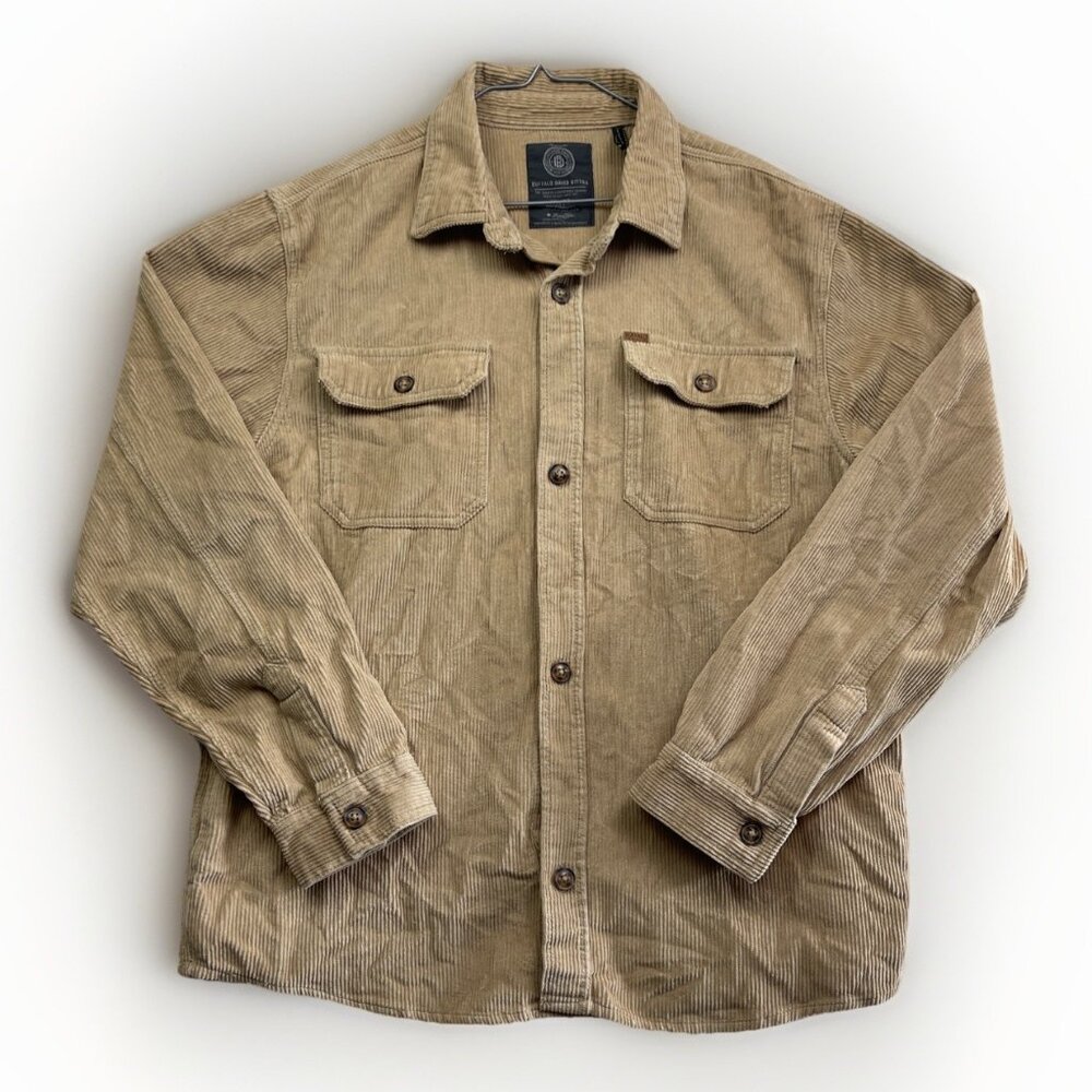 Buffalo David Bitton Jacket Mens XL Tan Corduroy Heavy Shacket Shirt Jeremias